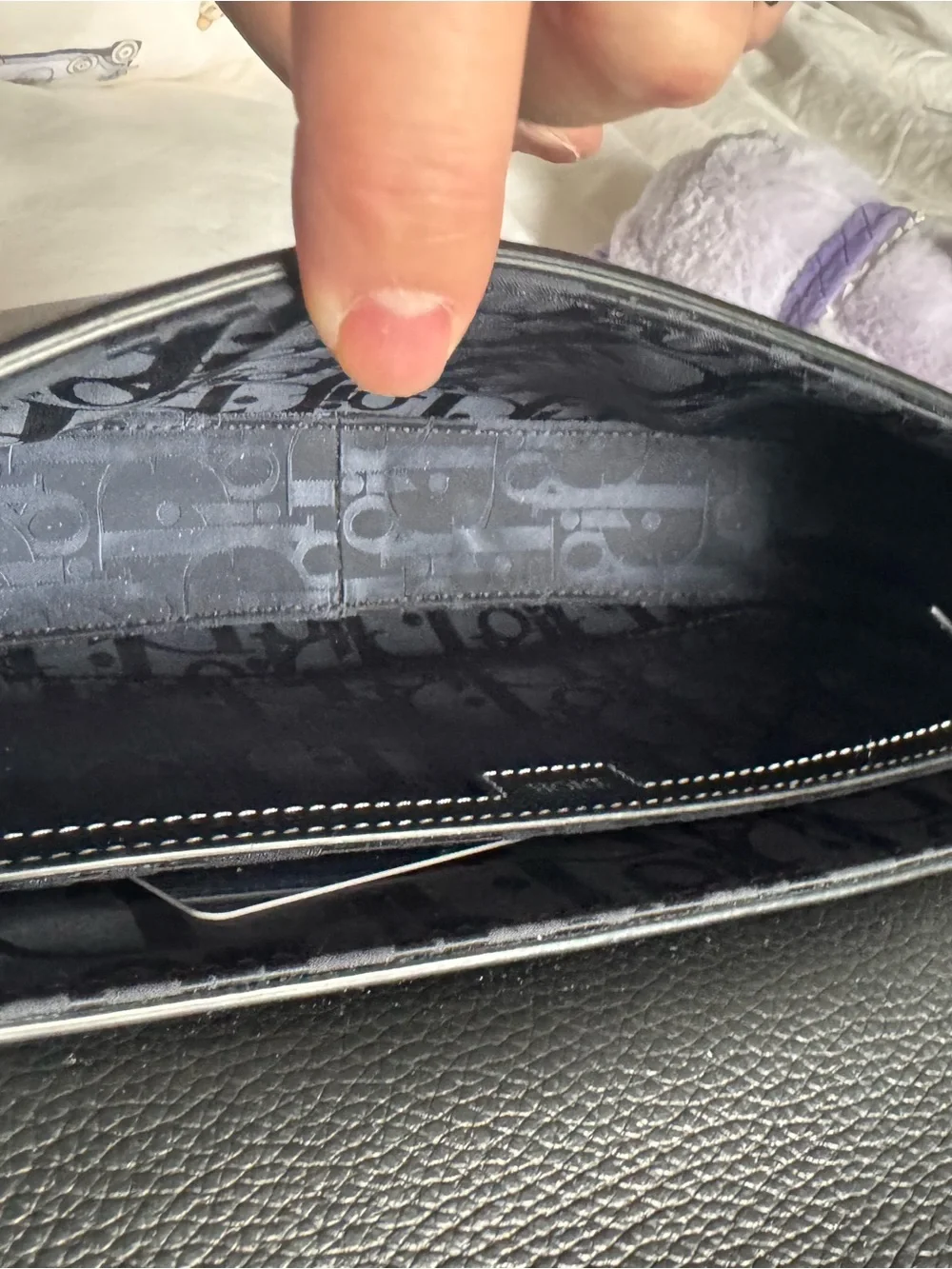 Dior Black Leather Crossbody Saddle Bag with Silver Buckle